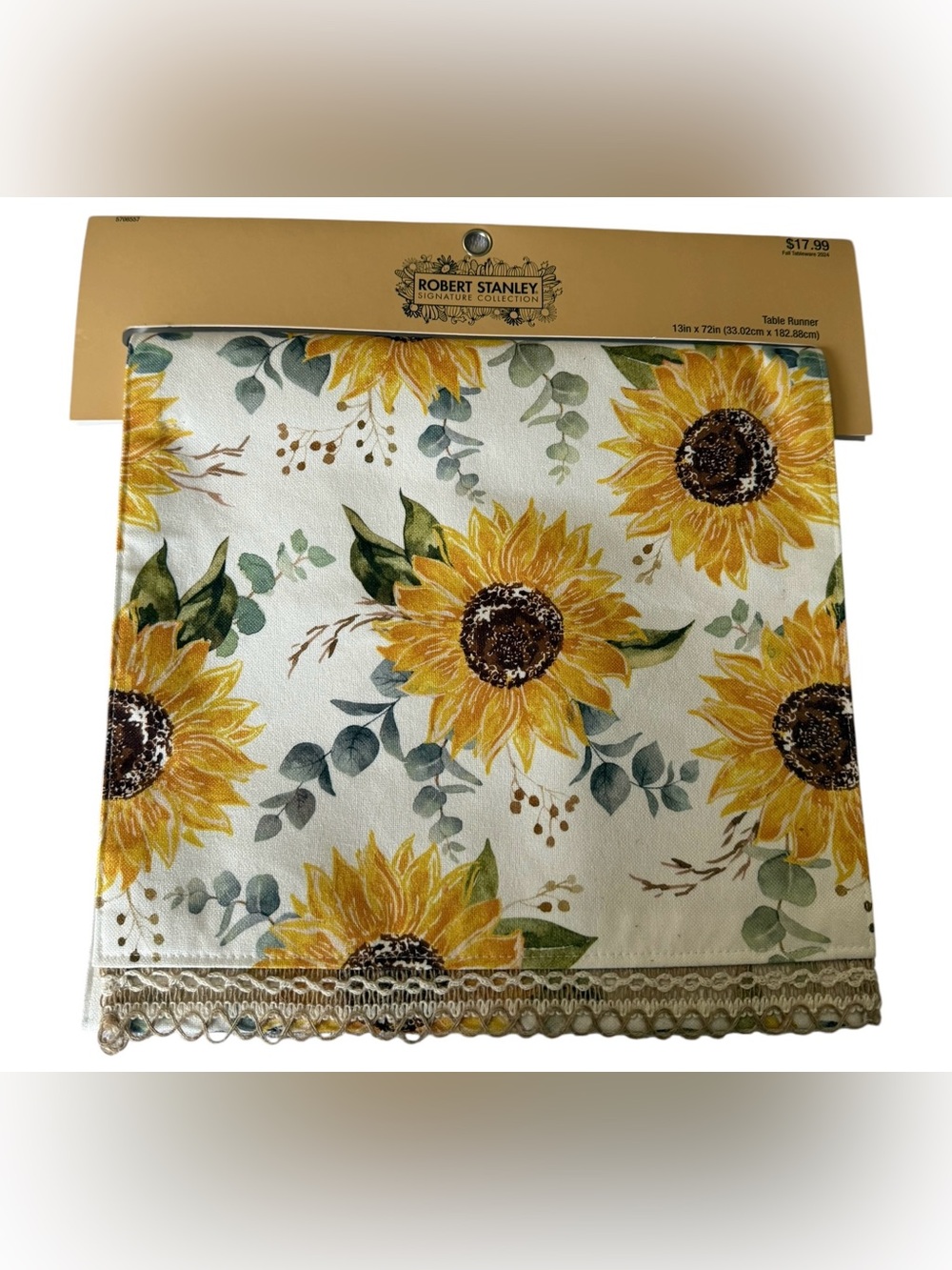 Robert Stanley Sunflower Table Runner 13x72 Fall Farmhouse NWT